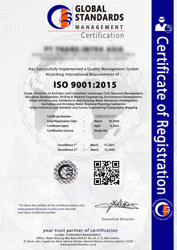 Contoh sertifikat ISO 9001:2015